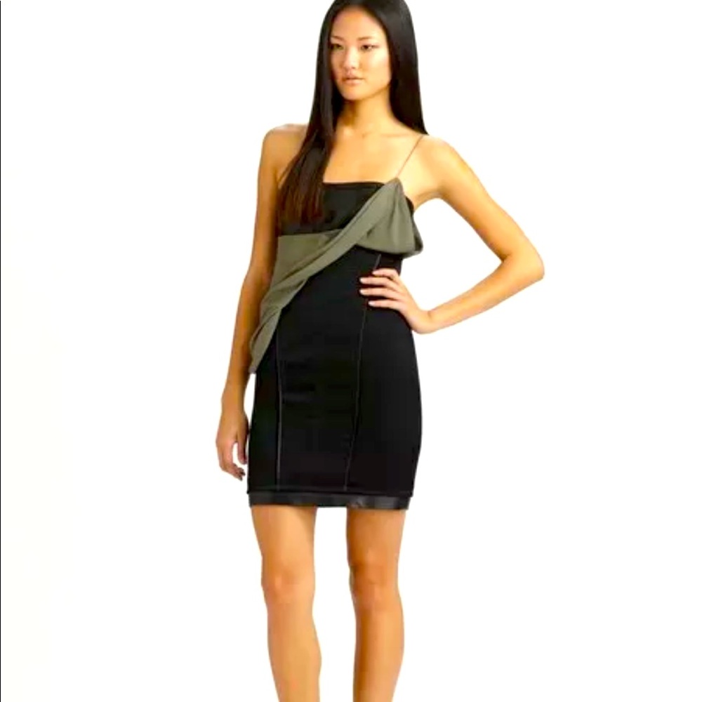 NWT Alexander Wang black green fitted dress sz 2